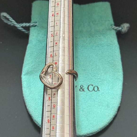 Tiffany & Co. Sterling Silver 925 Elsa Peretti Open Heart Ring size 7 W/Pouch - Picture 7 of 17